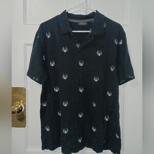 2016 BOWIE By Keanan Duffty Angel Guitar Polo Shirt Size L Black, White